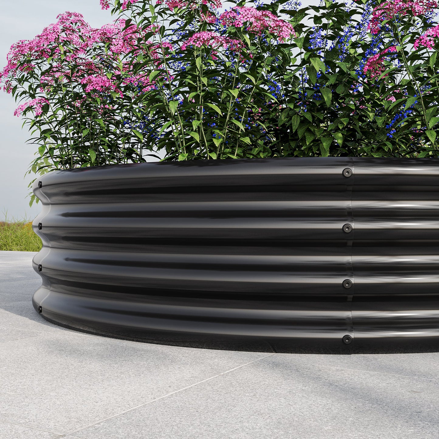 PolyTEAK Round Metal Raised Garden Bed/Planter Box Ideal for Vegetables, Fruits, Flowers, and Herbs