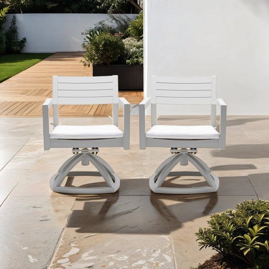 PolyTEAK Aluminum Outdoor Patio Swivel Rockers with Plush Cushions (Set of 2)