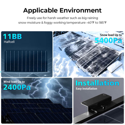 SunGoldPower 370W/ 415W/ 500W Mono Black PERC Solar Panel UL 61730 CEC Listed