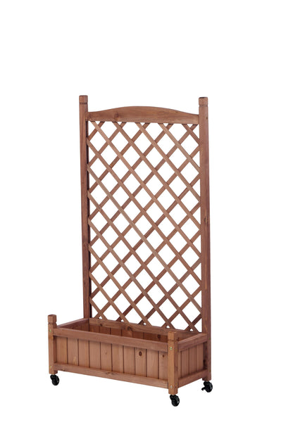 PolyTEAK 2-Pack Raised Garden Beds with Trellis, Outdoor Wooden Plant Box, and Plant Stand - Perfect for Vines and Flowers