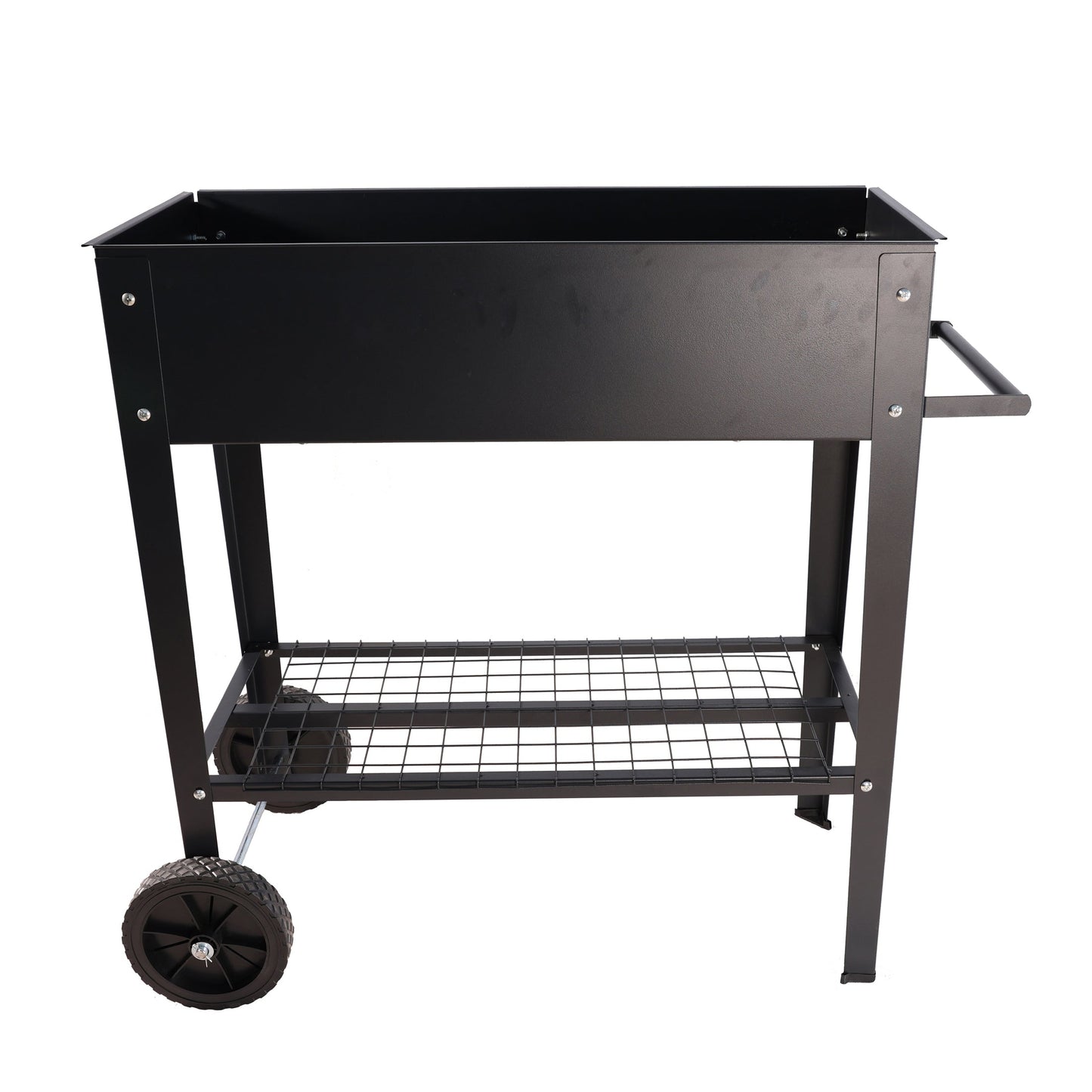 PolyTEAK Black Metal Raised Garden Bed Cart with Wheels for Easy Moving - Good for Vegetables, Flowers, and Herbs