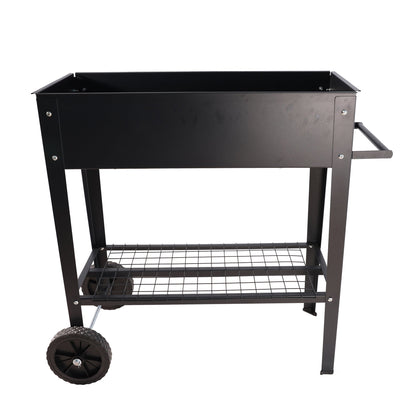 PolyTEAK Black Metal Raised Garden Bed Cart with Wheels for Easy Moving - Good for Vegetables, Flowers, and Herbs