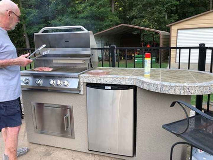 Kokomo Grill BBQ Kitchen Island Maui 7'6" with 33" Round Bar, LED Lights & Built-In BBQ