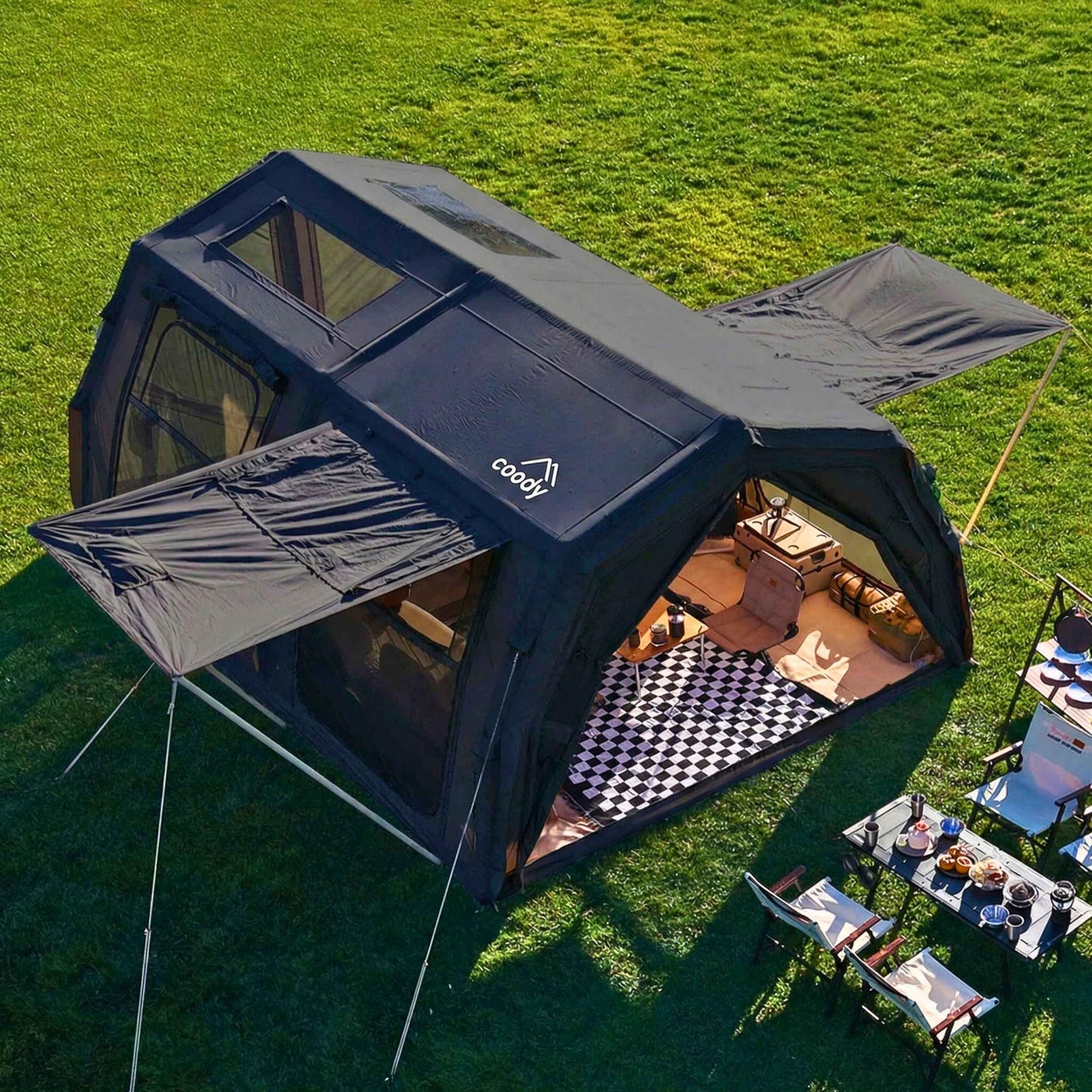 Coody Familia Pro AirTent 17.2 Black Inflatable Tent for Camping (2-10 Person)