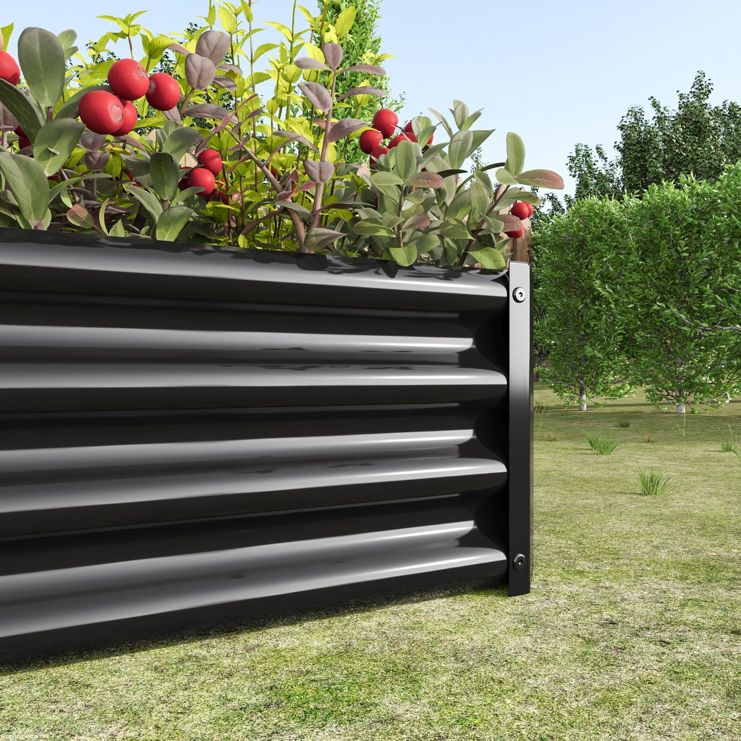 PolyTEAK Rectangular Metal Raised Garden Bed for Flowers, Vegetables, and Herbs