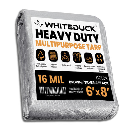 White Duck Outdoors Super Heavy Duty Poly Tarp Cover Thick 16 Mil, 8 oz