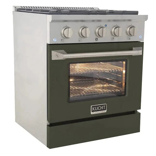 Kucht 30" Propane Range, Stainless Steel, Olive Green Oven Door, KNG301/LP-OG