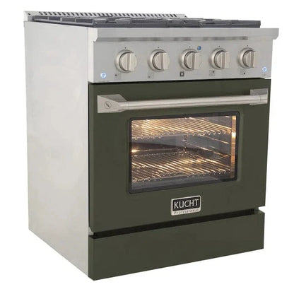 Kucht 30" Propane Range, Stainless Steel, Olive Green Oven Door, KNG301/LP-OG