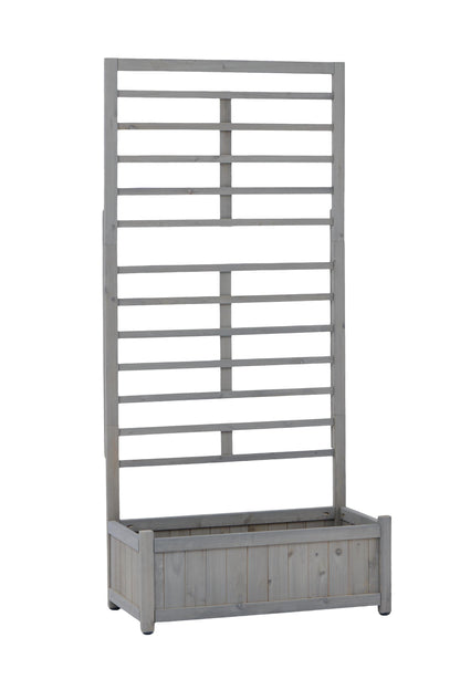 PolyTEAK Raised Garden Bed with Trellis, Outdoor Wooden Planter Box for Climbing Plants, Vegetables, and Herb Growing