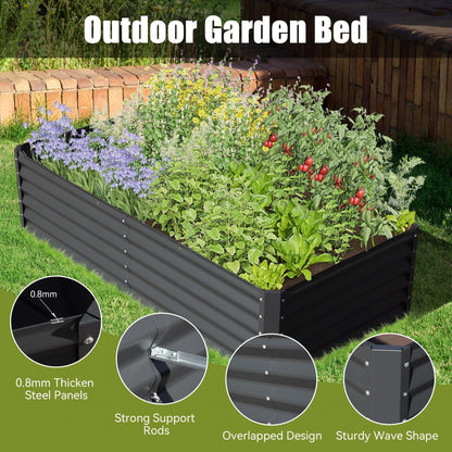 PolyTEAK Gray Galvanized Raised Garden Bed - Outdoor Planter Box for Vegetables & Flowers