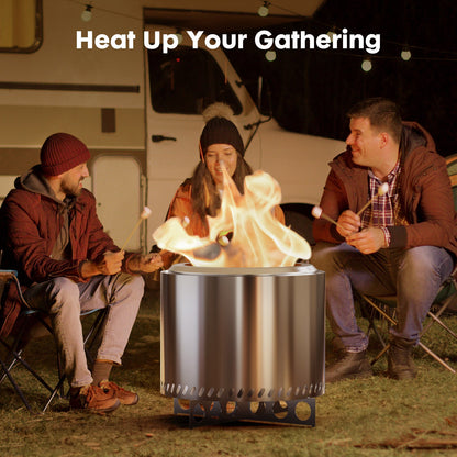 PolyTEAK Portable Tabletop Stainless Steel Fire Pit for Outdoor Patio, Backyard Picnic, Bonfire, and Camping
