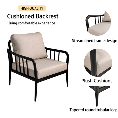 PolyTEAK 5-Piece Modern Patio Conversation Set with Plush Cushions, Marble-Look Coffee Table, & End Table