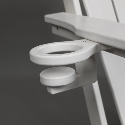 HDPE Folding Adirondack Chair with Dual Cup Holder - Composite Adirondack Chair with Wood Texture- White
