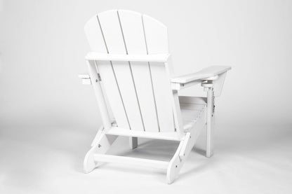 Folding Adirondack Chair with Side Table, 3-Piece Adirondack Chair Set, White (2 Chairs and 1 Table)