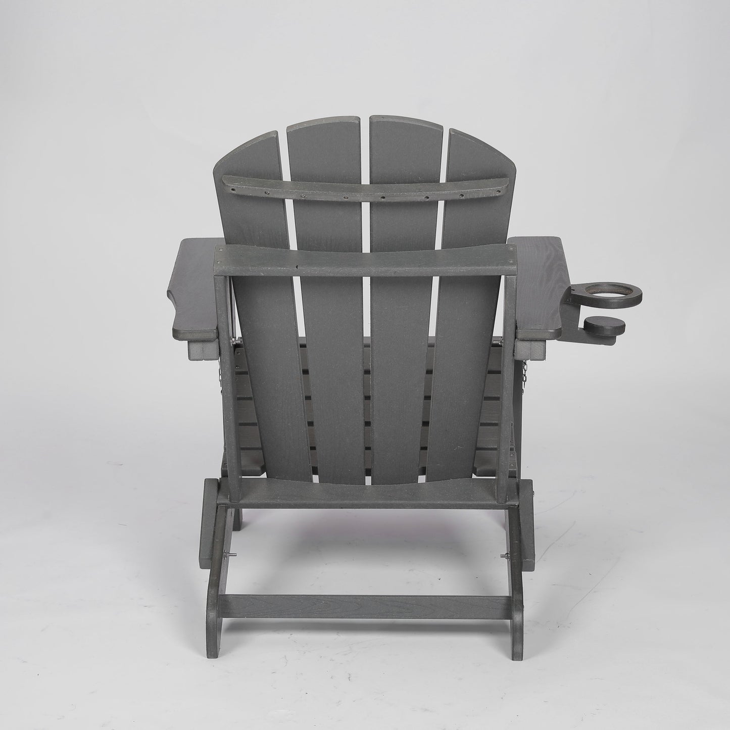 HDPE Folding Adirondack Chair with Dual Cup Holder - Composite Adirondack Chair with Wood Texture- ,Gray