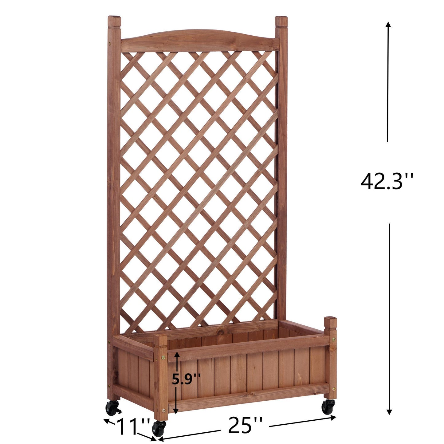 PolyTEAK 2-Pack Raised Garden Beds with Trellis, Outdoor Wooden Plant Box, and Plant Stand - Perfect for Vines and Flowers