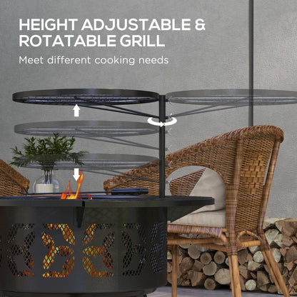 PolyTEAK 2-in-1 Black Portable Fire Pit for BBQ Grill, Camping Bonfire Stove, Backyard, Patio, Picnic