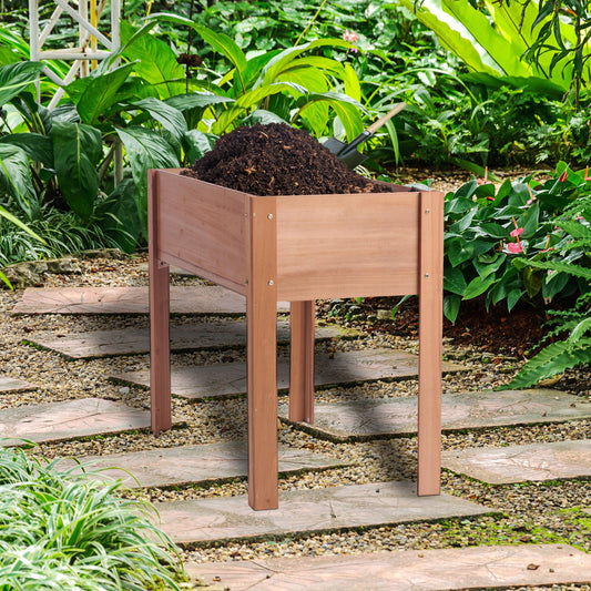 PolyTEAK Wooden Raised Garden Bed with Legs for Growing Flowers, Herbs, Fruits & Vegetables