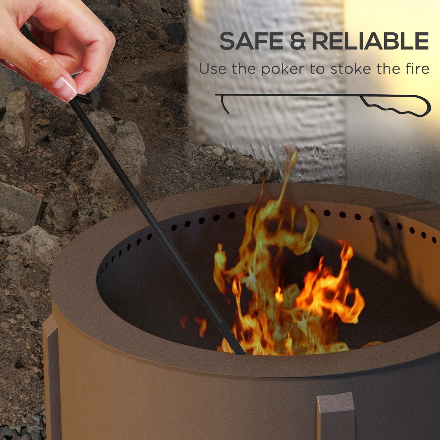 PolyTEAK 2-in-1 Portable Smokeless Fire Pit with Grill for Backyard Patio Picnic, Camping, Bonfire