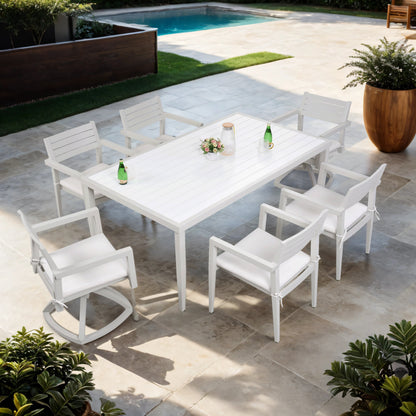 PolyTEAK Aluminum Outdoor Patio Dining Table with Built-In Umbrella Hole, Seats 6 (TABLE ONLY)