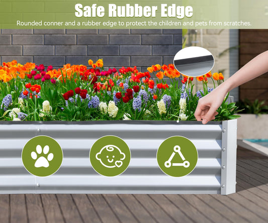 PolyTEAK Silver Galvanized Raised Garden Bed - Outdoor Planter Box for Vegetables, Fruits & Flowers