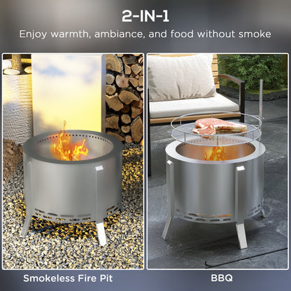 PolyTEAK 2-in-1 Portable Smokeless Fire Pit with Grill for Backyard Patio Picnic, Camping, Bonfire