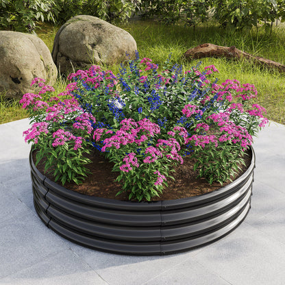 PolyTEAK Round Metal Raised Garden Bed/Planter Box Ideal for Vegetables, Fruits, Flowers, and Herbs