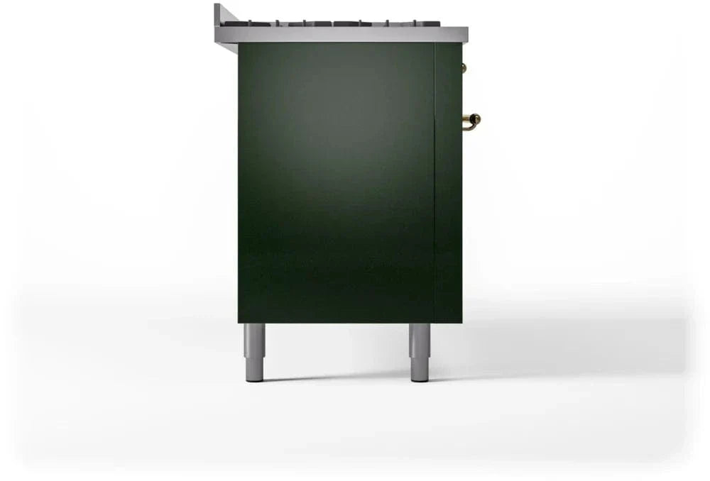 ILVE Nostalgie II 60" Dual Fuel Natural Gas Range, Emerald Green, Brass Trim UP60FNMPEGG