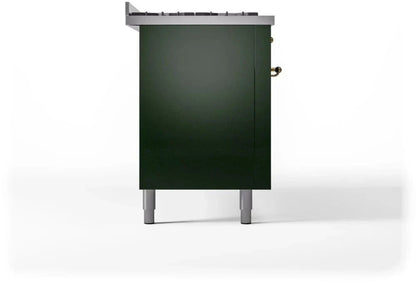 ILVE Nostalgie II 60" Dual Fuel Natural Gas Range, Emerald Green, Brass Trim UP60FNMPEGG