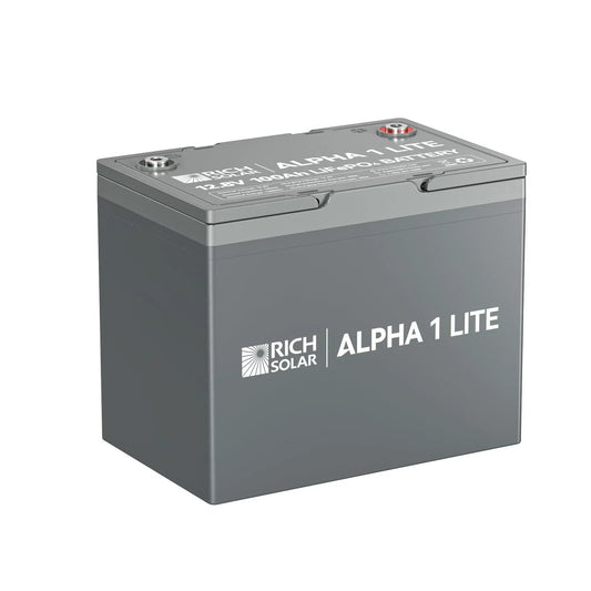 Rich Solar ALPHA 1 LITE | 12V 100Ah LiFePO4 Battery | Lightweight 12V Lithium Battery for RVs, Trailers, Vans, Boats, Off-Grid | 4,000 Lifetime Cycles | Best Value
