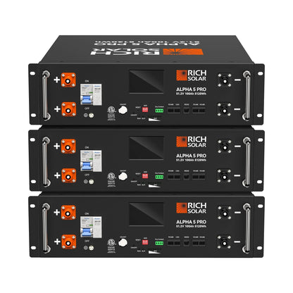 Rich Solar ALPHA 5 PRO 51.2V 100Ah LiFePO4 Battery Premium 48V Server Rack Lithium Battery for Residential, Commercial, RVs, Off-Grid