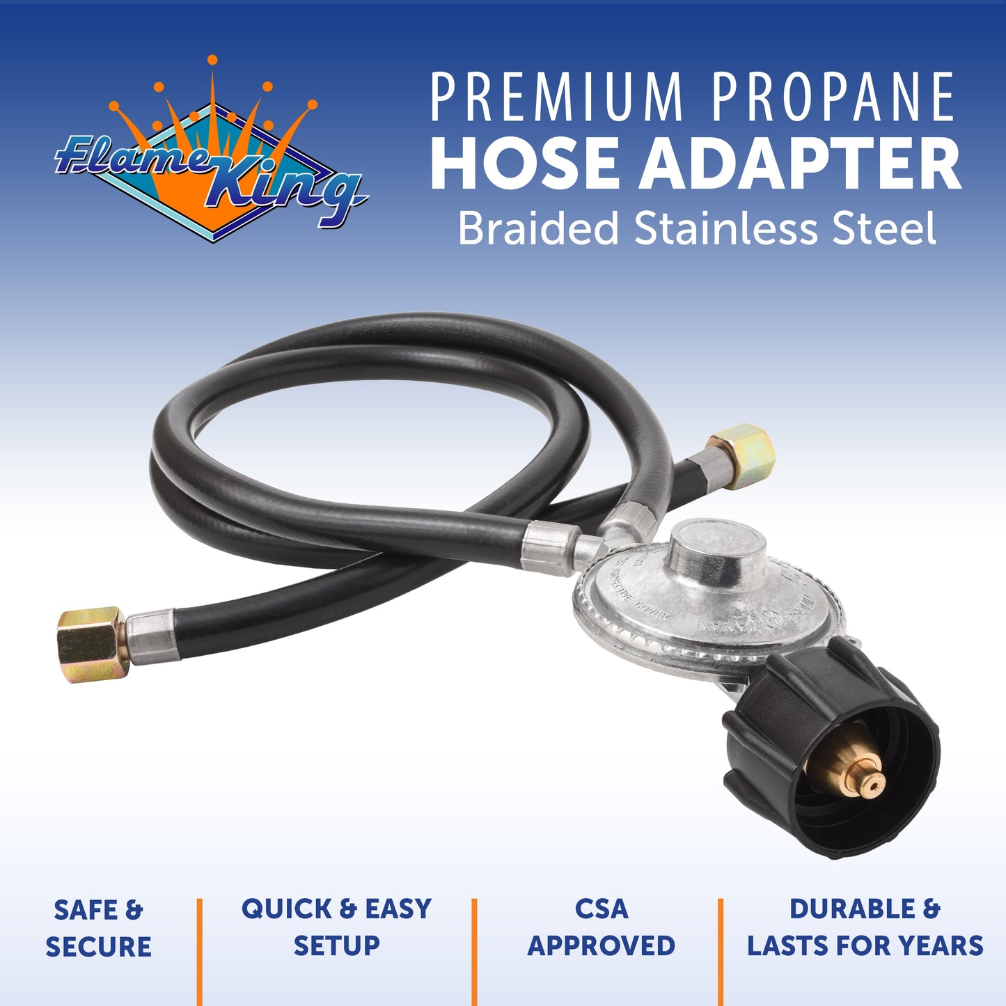 Flame King Hose and Regulator for Grills with Side Burner, 24 inches