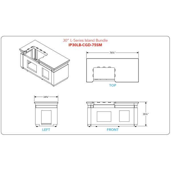 AOG 30" L-Series Island Bundle (75"w x 35"d x 36"h) - Model #: IP30LB-CGD-75SM