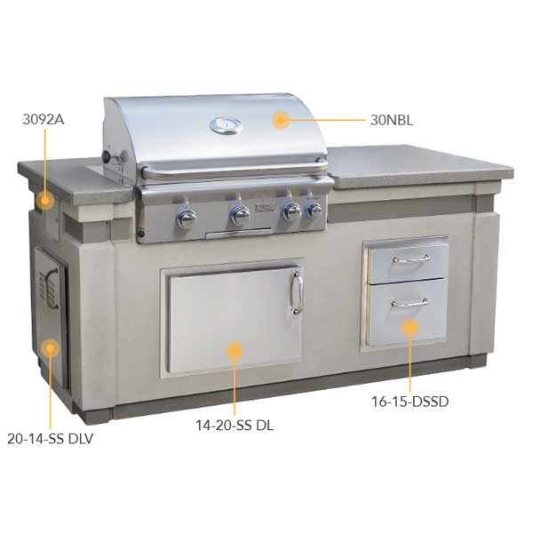 AOG 30" L-Series Island Bundle (75"w x 35"d x 36"h) - Model #: IP30LB-CGD-75SM