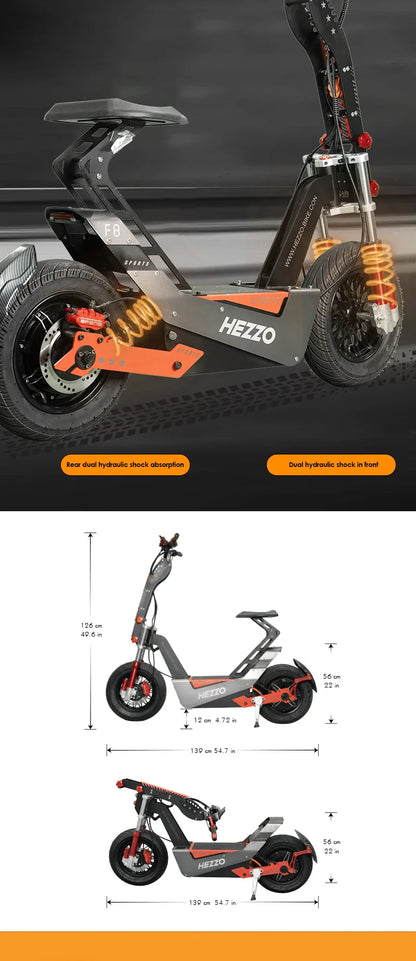 eBike Boys HEZZO-F8 Electric Scooter - 8000W Power, Max Speed 100 Km/h