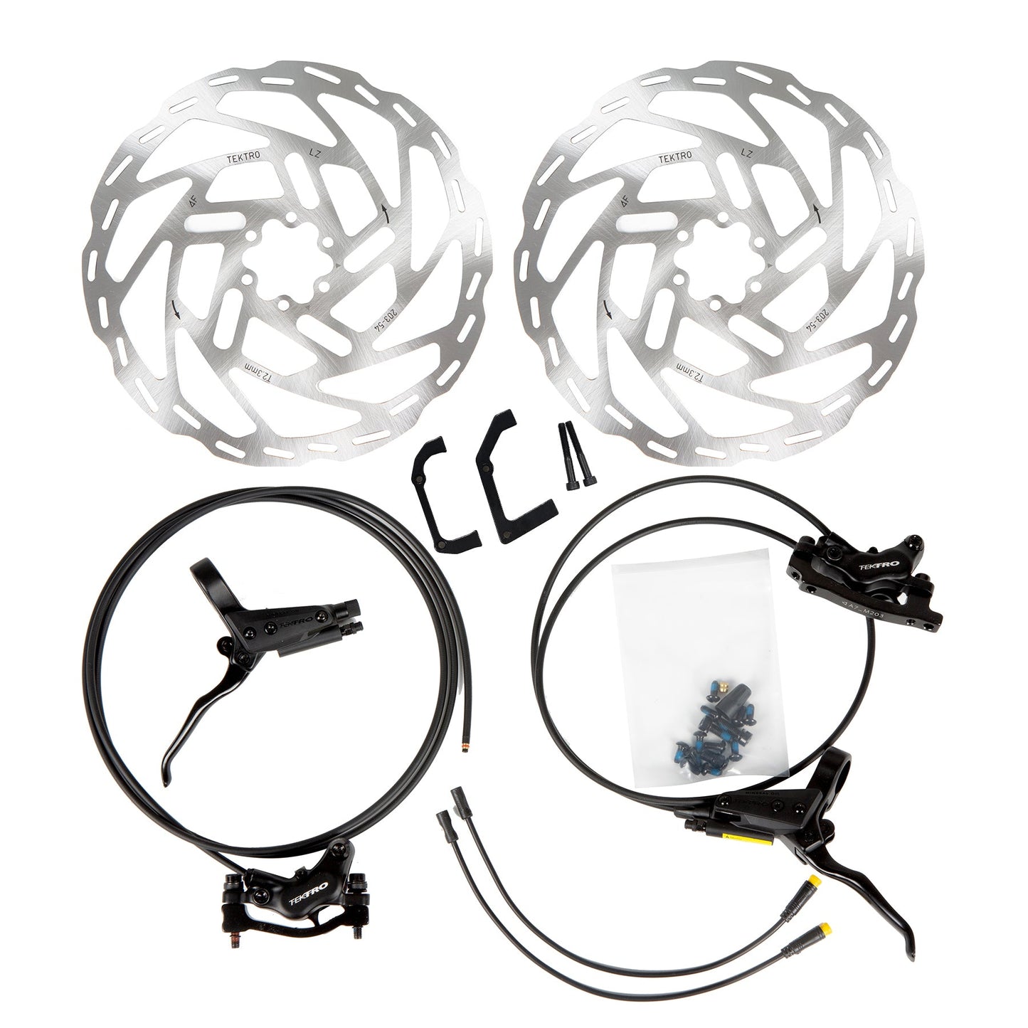 EUNORAU TEKTRO 4 Pistons Hydraulic Brake Set with 203MM Disc Brake Rotor