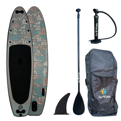 SolVida VidaGlide Oasis Pack: 10' 6'' Inflatable Paddle Board + Paddle, Pump, Detachable Fin, & Carrying Case