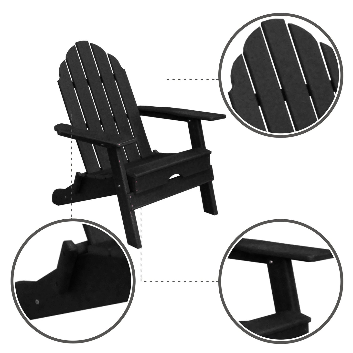 PolyTEAK New Tradition Folding Adirondack Chair by ResinTeak