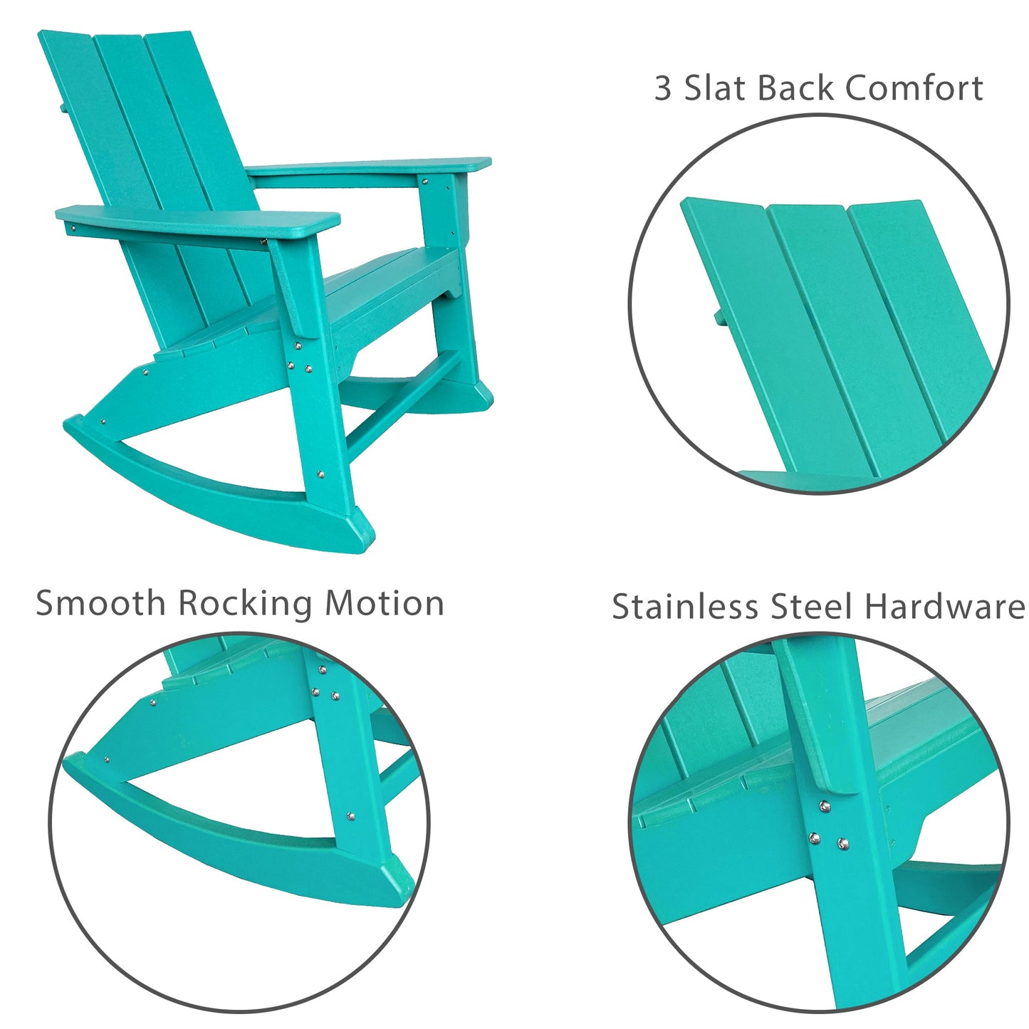 PolyTEAK RESINTEAK Modern Adirondack Rocking Chair