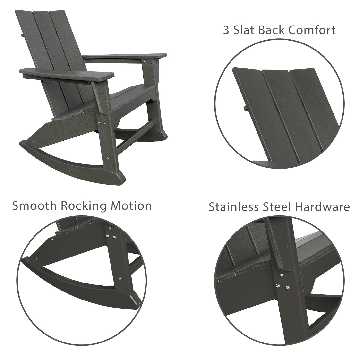 PolyTEAK RESINTEAK Modern Adirondack Rocking Chair