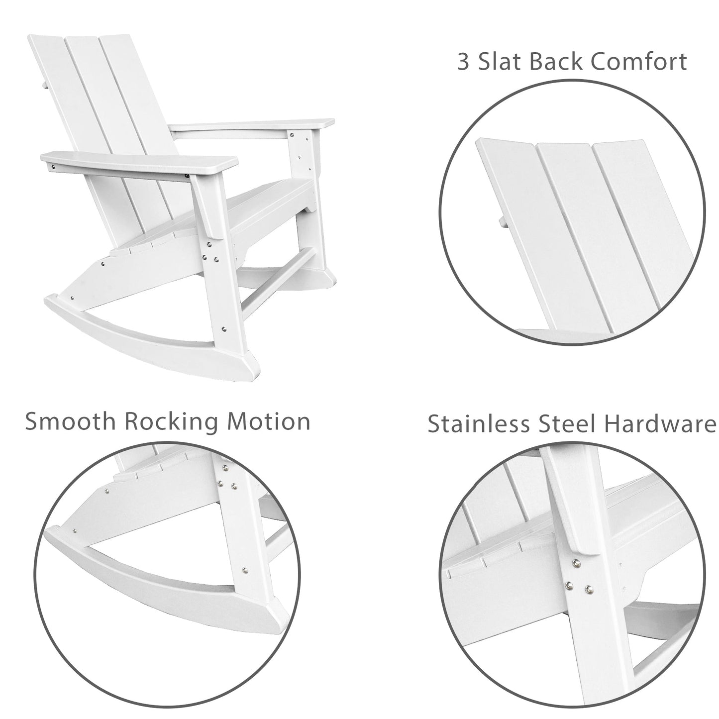 PolyTEAK RESINTEAK Modern Adirondack Rocking Chair
