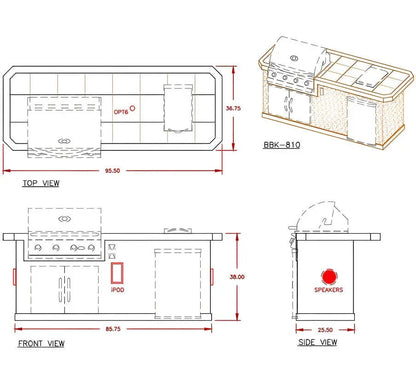 Cal Flame Bel Air Q 8 Ft. BBQ Grill Island - BBK810