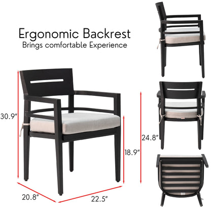 PolyTEAK Comfortable 7-Piece Aluminum Outdoor Dining Set with Plush Cushions