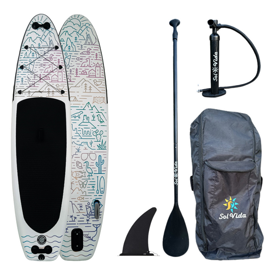 SolVida VidaGlide Oasis Pack: 10' 6'' Inflatable Paddle Board + Paddle, Pump, Detachable Fin, & Carrying Case