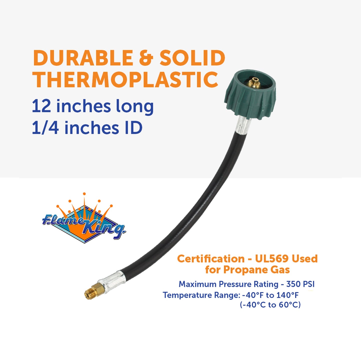 Flame King 12 Inch RV Trailer Propane Tank Pigtail Hose Connector