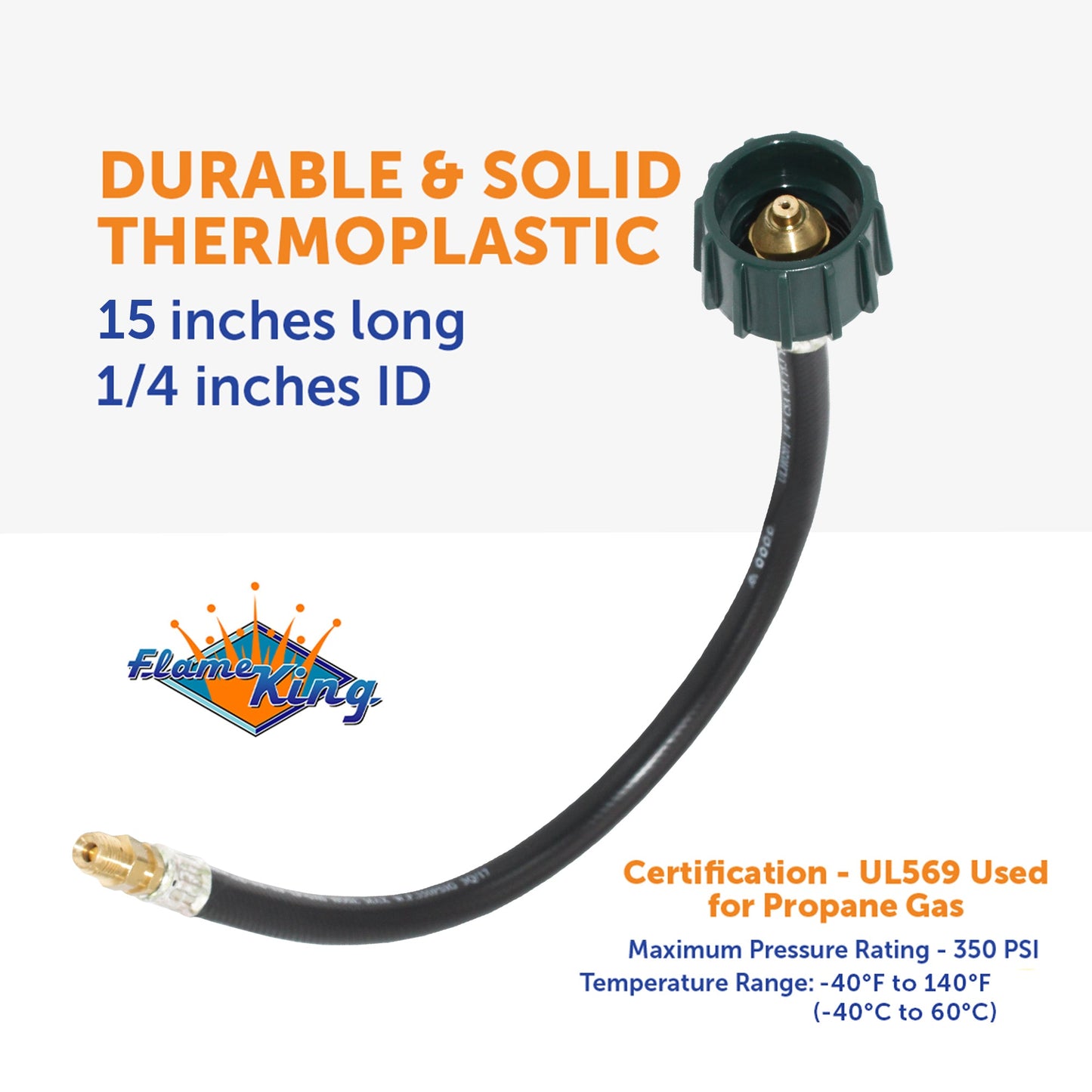 Flame King 15 Inch RV Or Trailer Propane Tank Pigtail Hose Connector