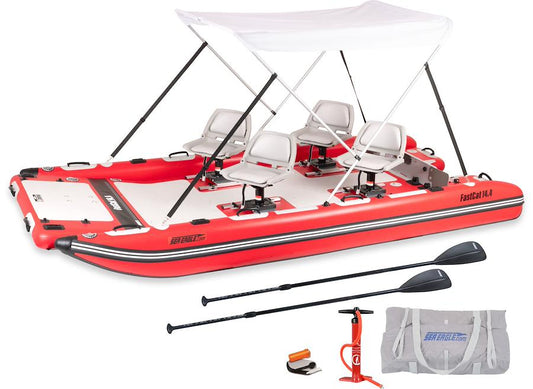 Sea Eagle FastCat14 Catamaran Pontoon Swivel Seat Canopy Package