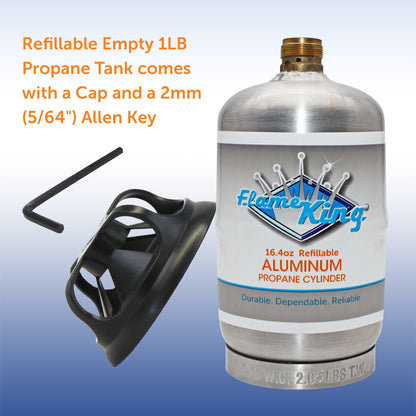 Flame King 2 pack Aluminum Eco Friendly Sustainable 1lb Empty Refillable Propane Tank LP Cylinder