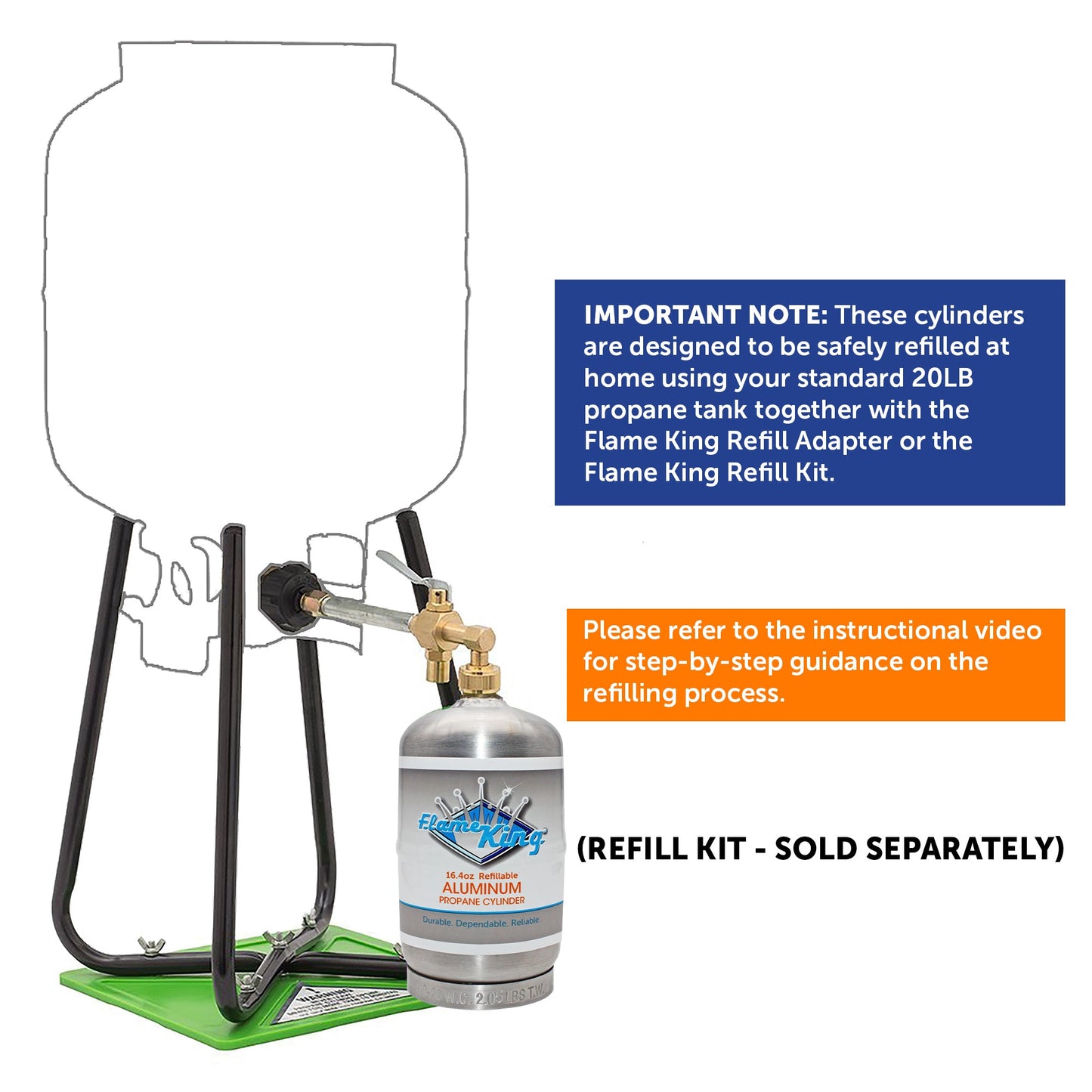 Flame King Eco Friendly Sustainable 1lb Aluminum Refillable Propane Tank LP Cylinder