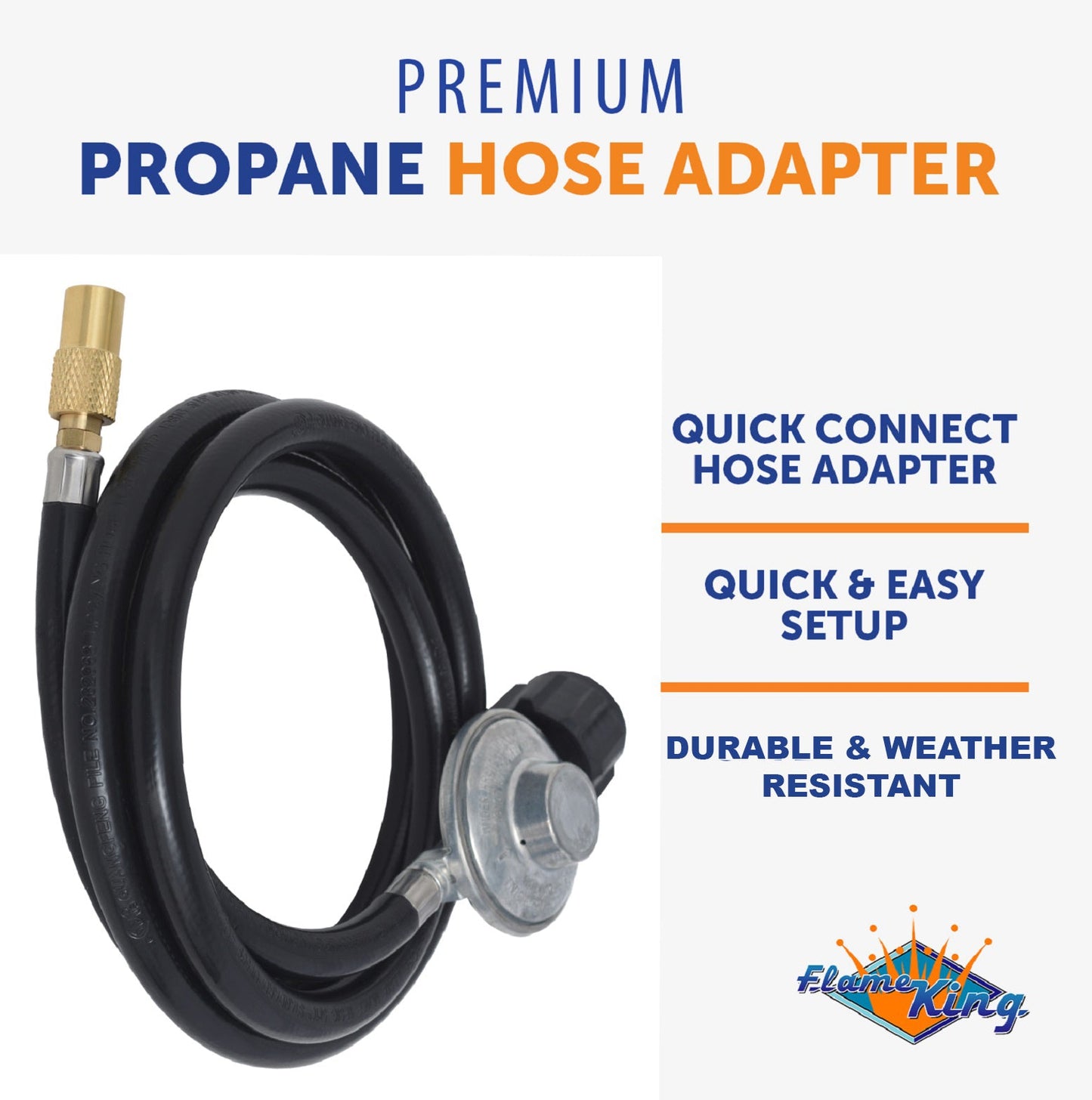 Flame King Regulator Hose Adapter Connect to 20Lb Tank for 17 and 22 inch Tabletop Grill Griddle, 6 Feet